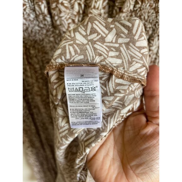 Old Navy 3X Brown White Ruffle Maxi Dress Geometric Beachy Boho Bohemian - Picture 4 of 7